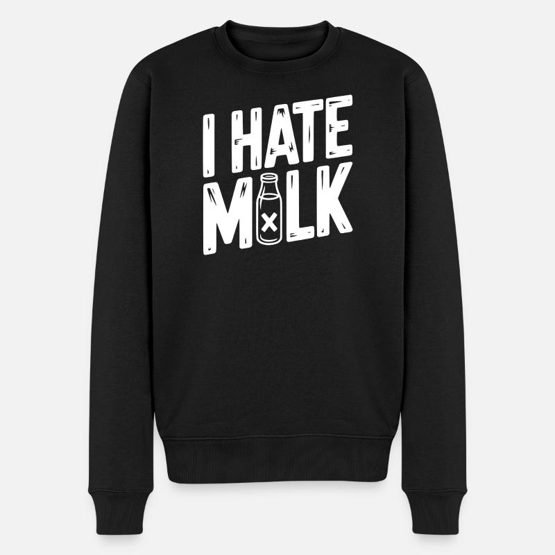 Ich hasse Milch - Männer Premium Bio Pullover - Schwarz