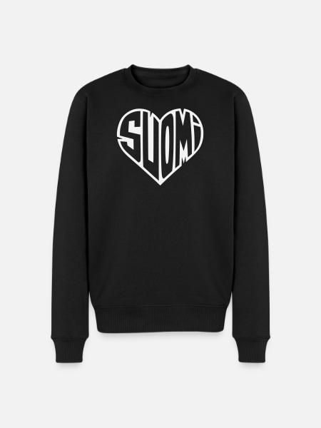 Suomi Heart Lettering - Men's Premium Organic Jumper - black