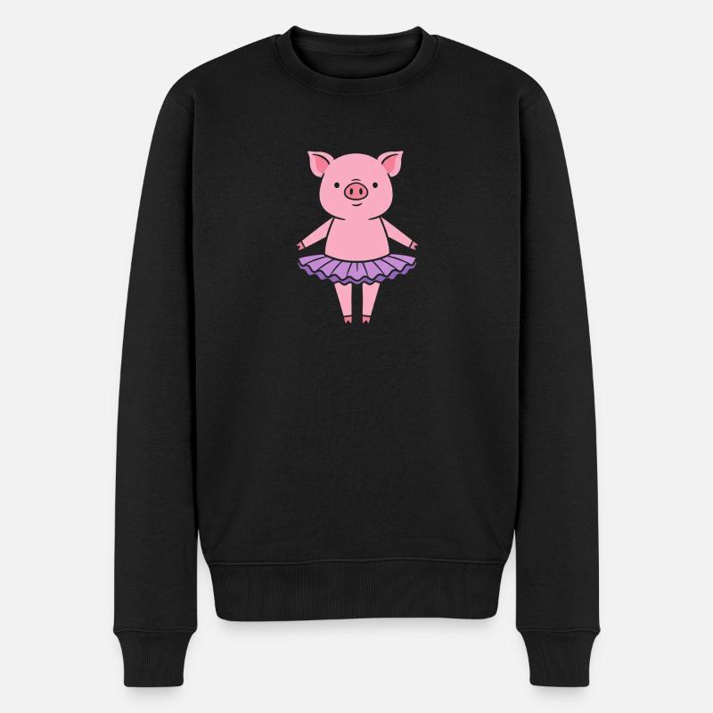 Süßes Schweinchen im Tutu - Männer Premium Bio Pullover - Schwarz
