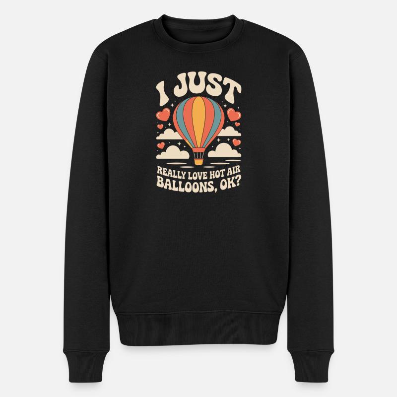 Ballonliebe am Himmel - Männer Premium Bio Pullover - Schwarz