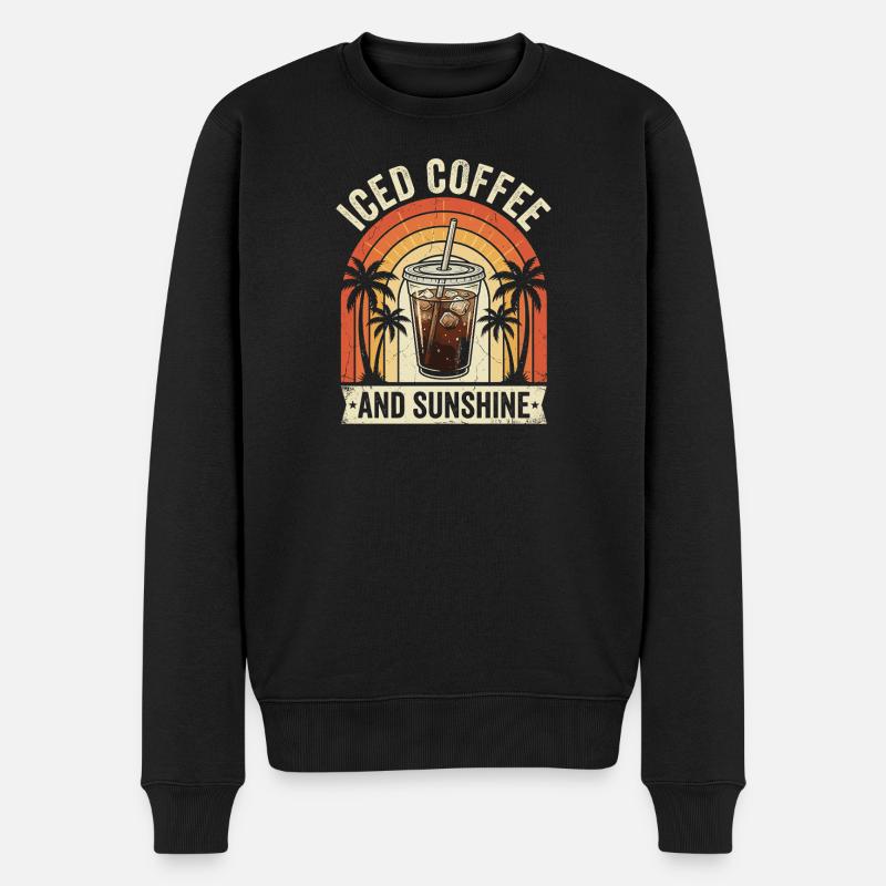 Café glacé et soleil - Pull Premium bio Homme - noir