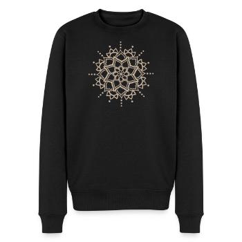 Beige Mandala-Blüte - Männer Premium Bio Pullover - Schwarz - Vorne - Nico (187cm)