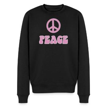Flower Power de style rétro hippie Peace Symbol - Pull Premium bio Homme - noir - Devant - Nico (187cm)
