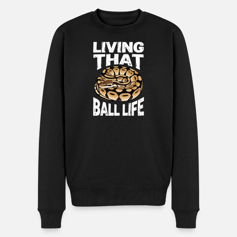 Königspython Schlangen Liebhaber Terrarium Python - Männer Premium Bio Pullover - Schwarz