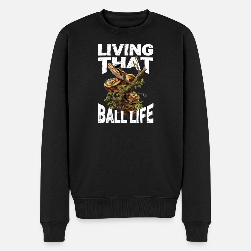 Königspython Schlangen Liebhaber Terrarium Python - Männer Premium Bio Pullover - Schwarz