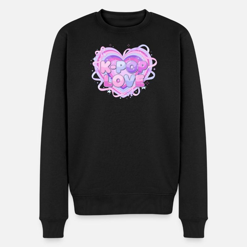 K-Pop Love Heart Pastel - Pull Premium bio Homme - noir