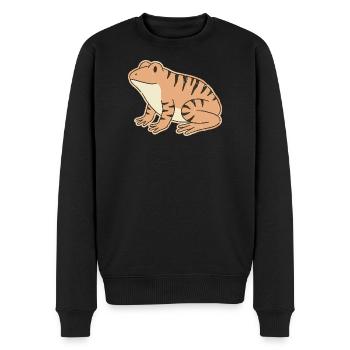 Orangefarbene Kröte mit Retro-Streifen, getigerten Streifen - Männer Premium Bio Pullover - Schwarz - Vorne - Nico (187cm)