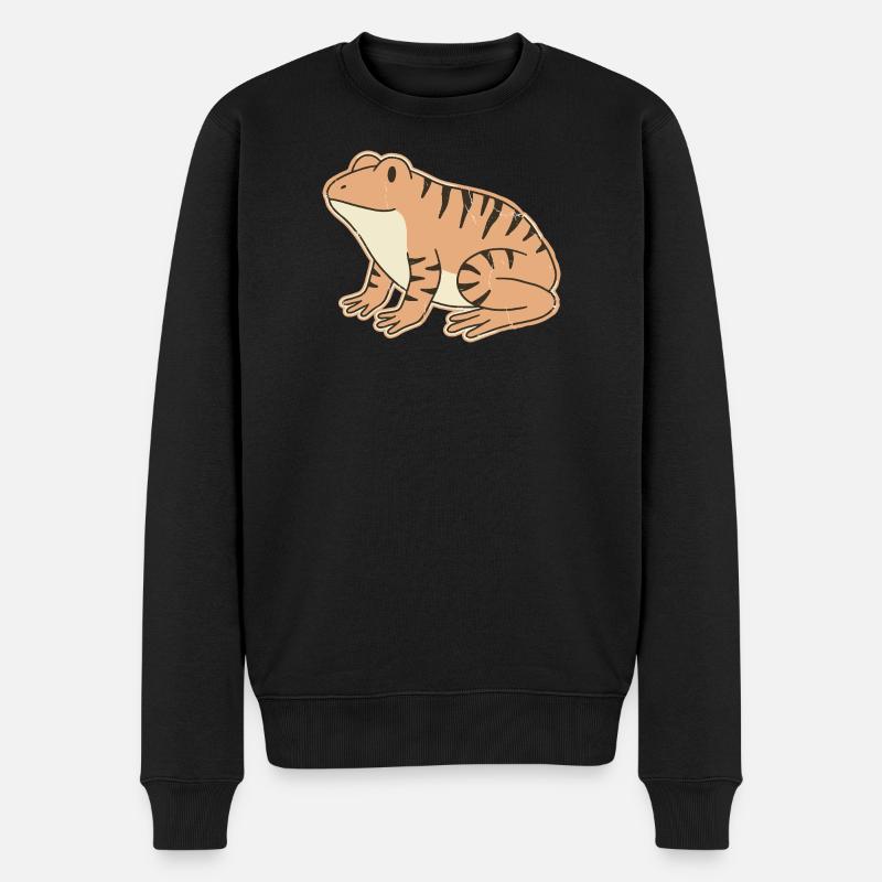 crapaud orange à rayures rétro rayures Tigrée - Pull Premium bio Homme - noir