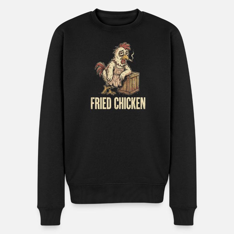 Retro kylling: Stegt kylling - Økologisk premium-sweatshirt til mænd - sort