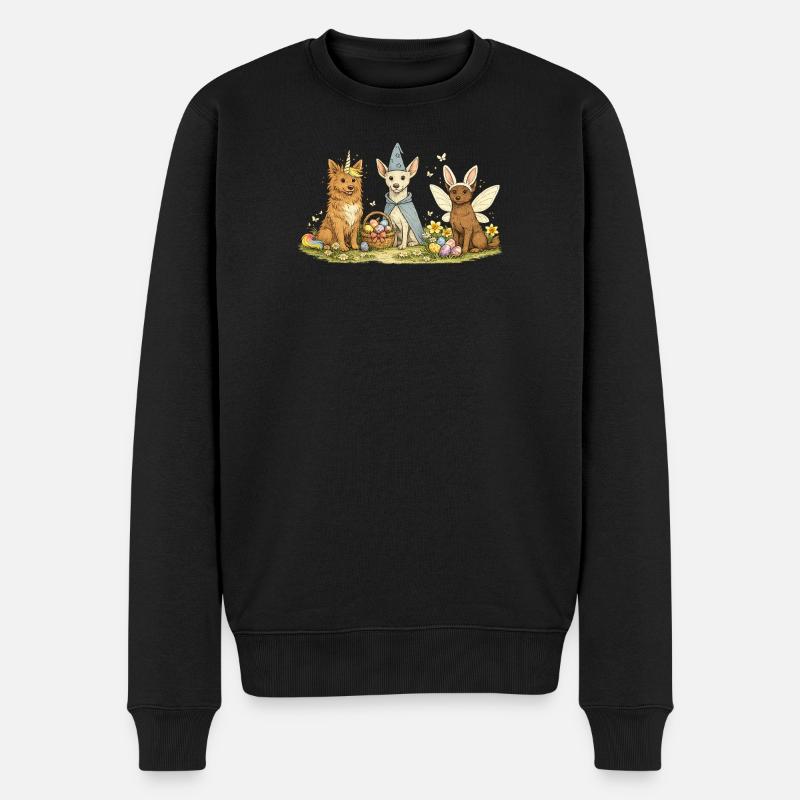 Magische Osterfreunde Hunde Trio - Männer Premium Bio Pullover - Schwarz
