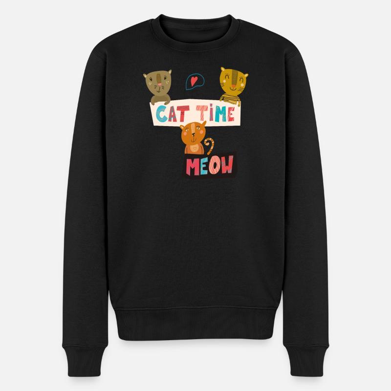 Katzen Freunde - Männer Premium Bio Pullover - Schwarz