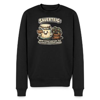 Sauerteig & Pflanzen - Lustiges Back Motiv - Männer Premium Bio Pullover - Schwarz - Vorne - Nico (187cm)