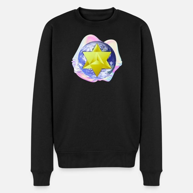 Surreale Merkaba-Erde - Männer Premium Bio Pullover - Schwarz