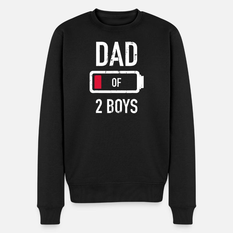 Père de deux garçons Battery - Pull Premium bio Homme - noir