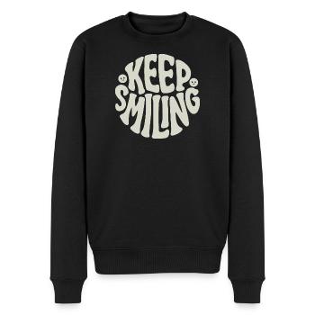 Keep Smiling Bold Typography Positive Quote - Männer Premium Bio Pullover - Schwarz - Vorne - Nico (187cm)