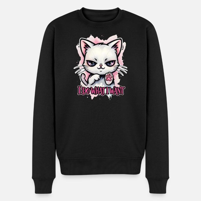 Freche Katze I Do What I Want - Männer Premium Bio Pullover - Schwarz