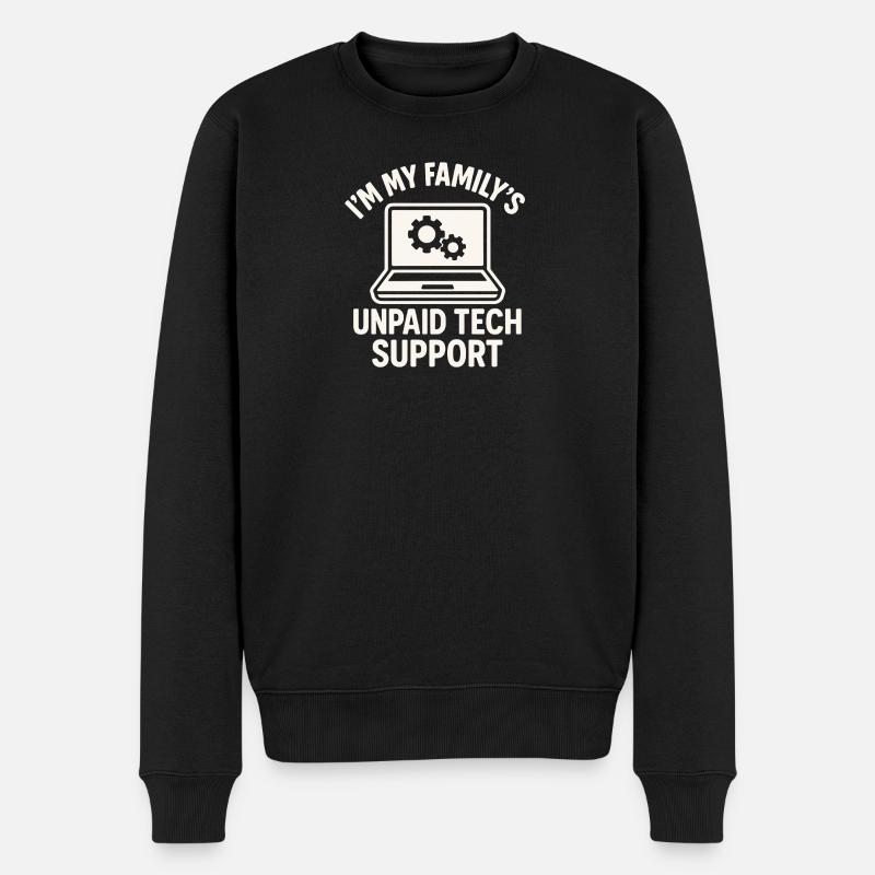 Unpaid Tech Support Familienwitz - Männer Premium Bio Pullover - Schwarz