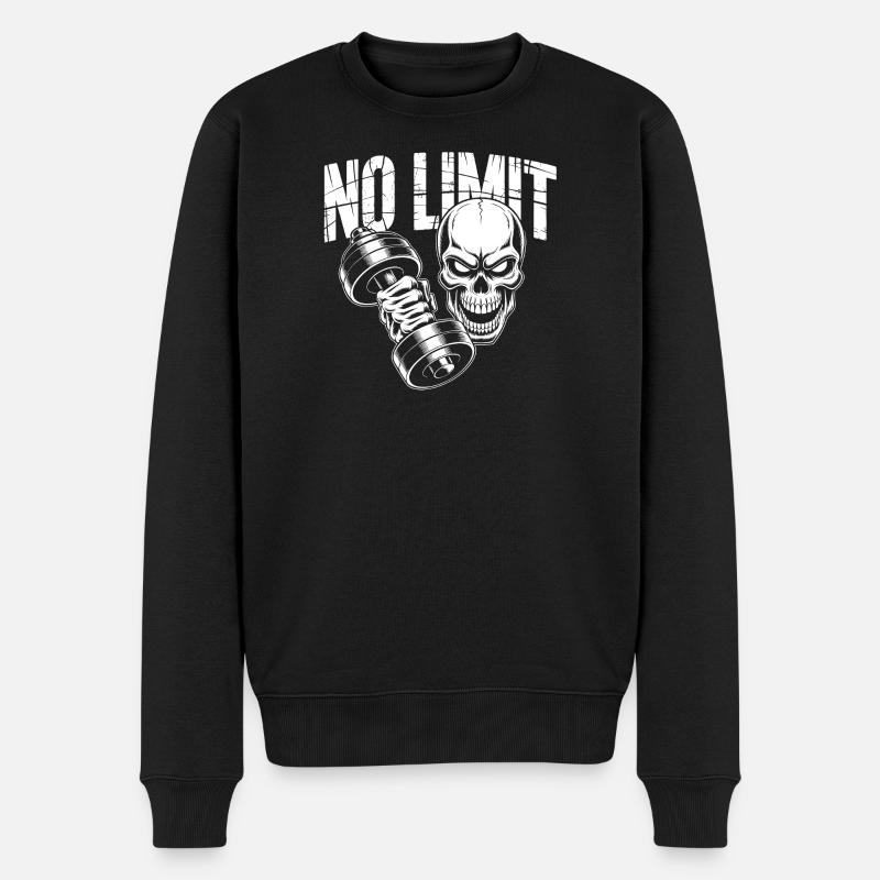 No Limit Skull Kraft-Design - Männer Premium Bio Pullover - Schwarz