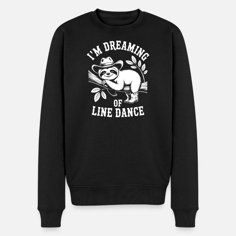 Faultier träumt von Line Dance - Männer Premium Bio Pullover - Schwarz