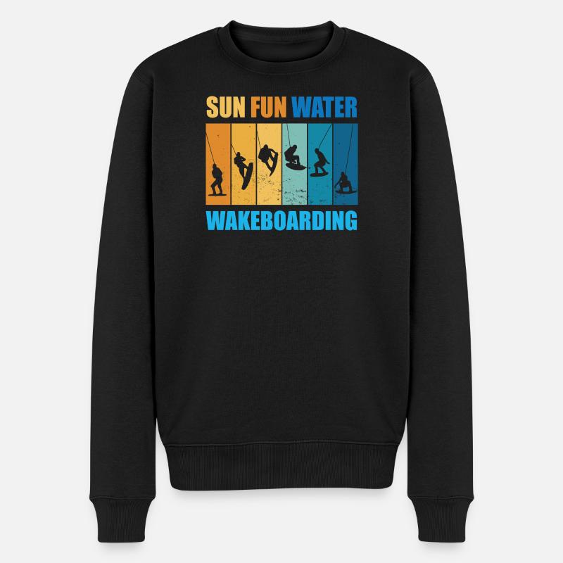 Sonne, Spass, Wasser, Wakeboarden - Männer Premium Bio Pullover - Schwarz
