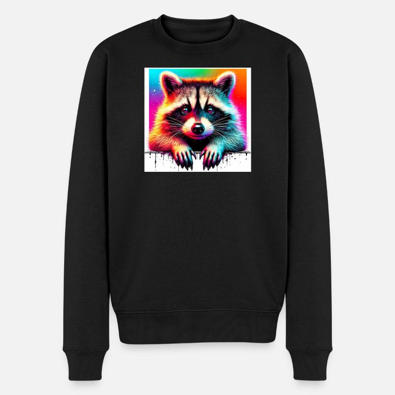 Waschbär - Männer Premium Bio Pullover - Schwarz