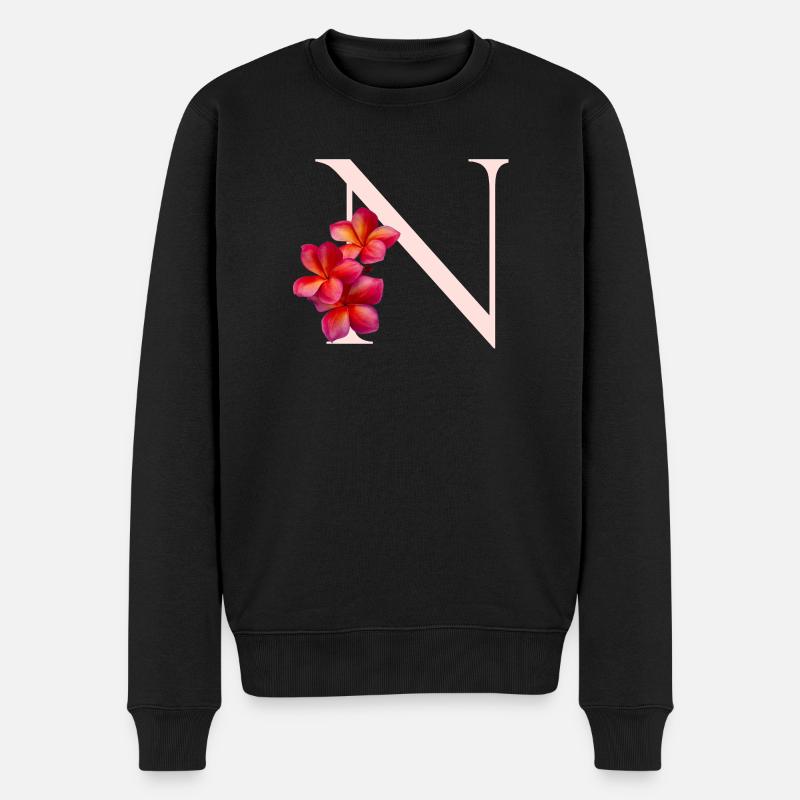 Monogramme floral N - Pull Premium bio Homme - noir