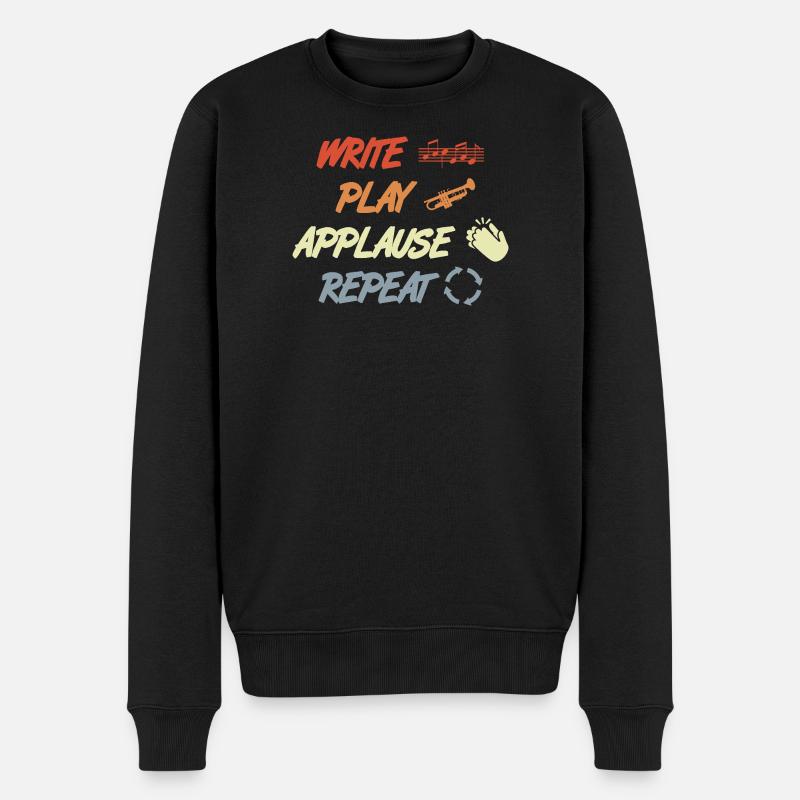 Write Play Applause Repeat - Männer Premium Bio Pullover - Schwarz