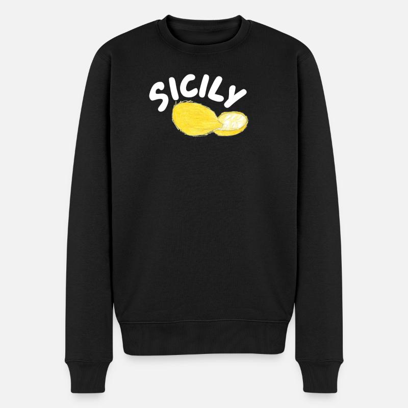 Sicily Zitronen Illustration - Sicily - Männer Premium Bio Pullover - Schwarz