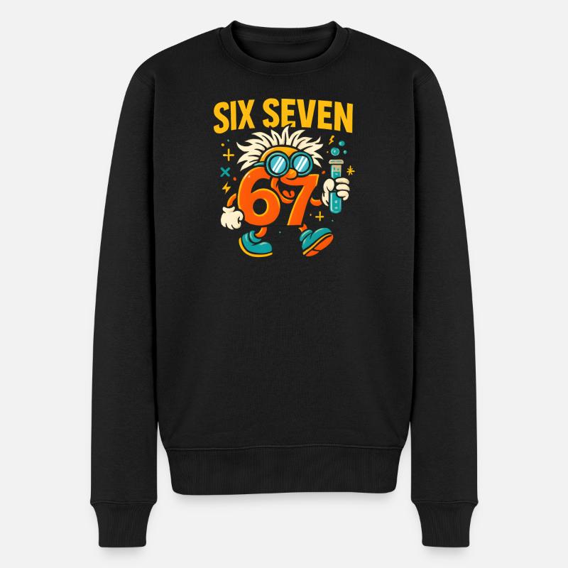 Six Seven 67 Science Humor Nerd Gaveidé - Økologisk premium-sweatshirt til mænd - sort