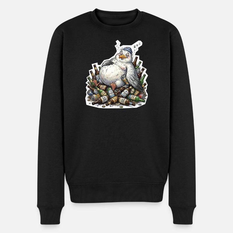 Betrunkene Möwe Bier - Männer Premium Bio Pullover - Schwarz