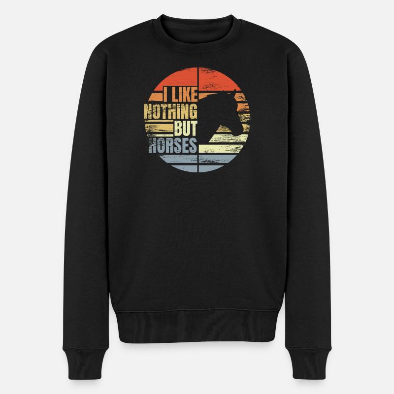 Ich mag nichts außer Pferde - Männer Premium Bio Pullover - Schwarz