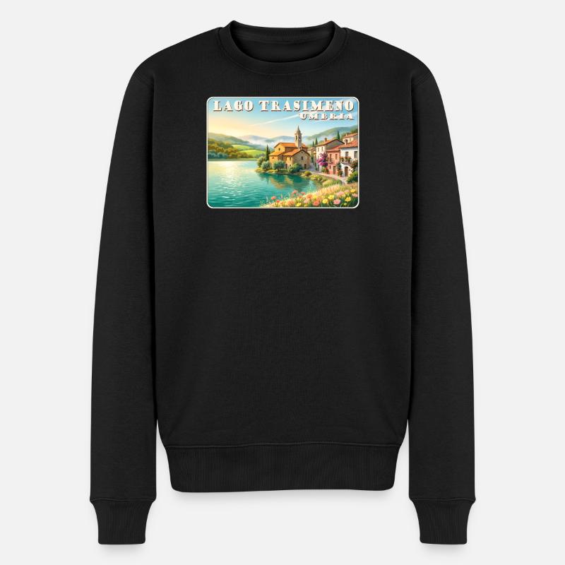 Lago Trasimeno - Männer Premium Bio Pullover - Schwarz