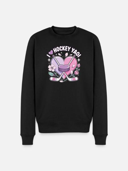 Pastel Heart Hockey Love - Men's Premium Organic Jumper - black