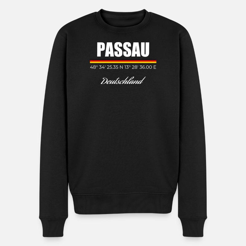 Passau - Männer Premium Bio Pullover - Schwarz