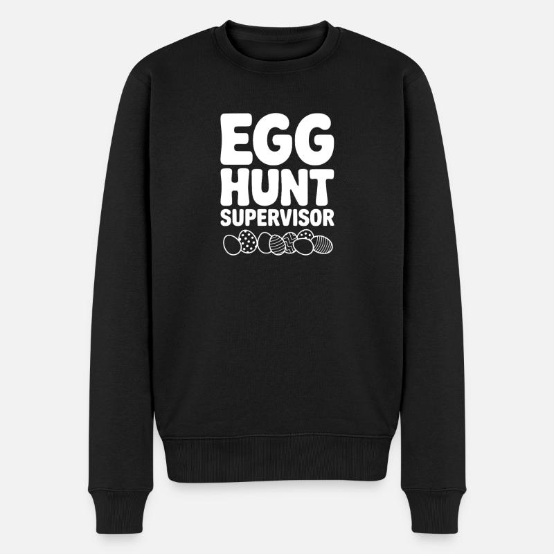 egg_hunt_supervisor_white - Männer Premium Bio Pullover - Schwarz