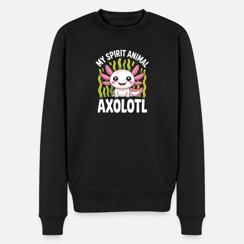 Mein Geisttier-Axolotl - Männer Premium Bio Pullover - Schwarz