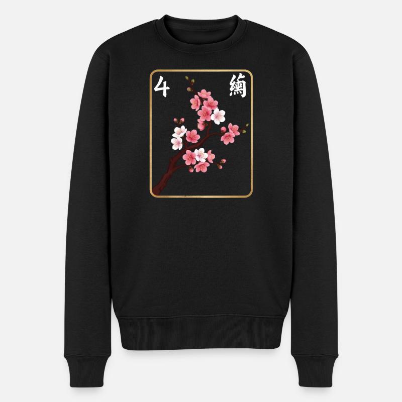 Mahjong-Blumenfliese 4 - Männer Premium Bio Pullover - Schwarz