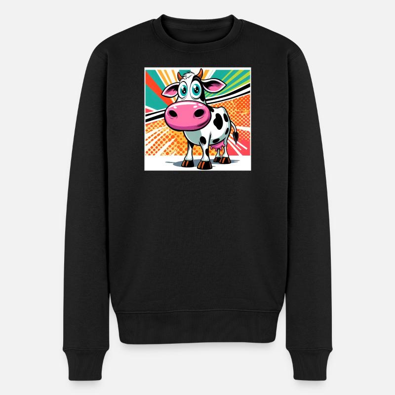 Kuh - Männer Premium Bio Pullover - Schwarz
