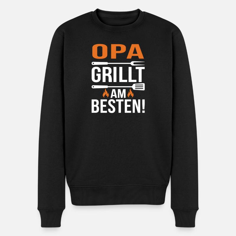 OPA Grillt Am Besten - Männer Premium Bio Pullover - Schwarz