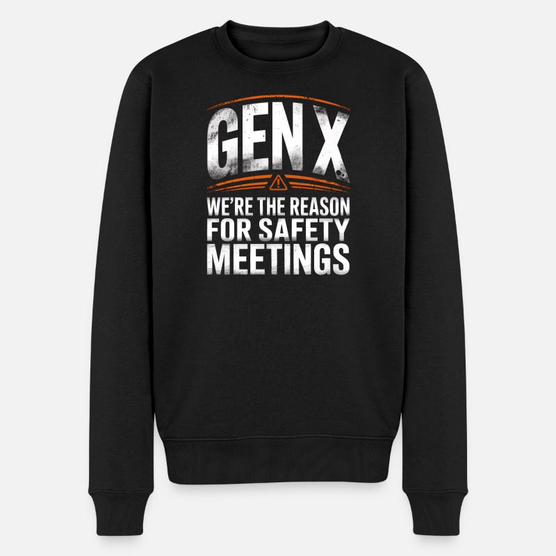 Gen X Sicherheitsmeetings Spruch - Männer Premium Bio Pullover - Schwarz