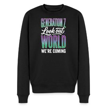 Generation Z Lookout World - Männer Premium Bio Pullover - Schwarz - Vorne - Nico (187cm)