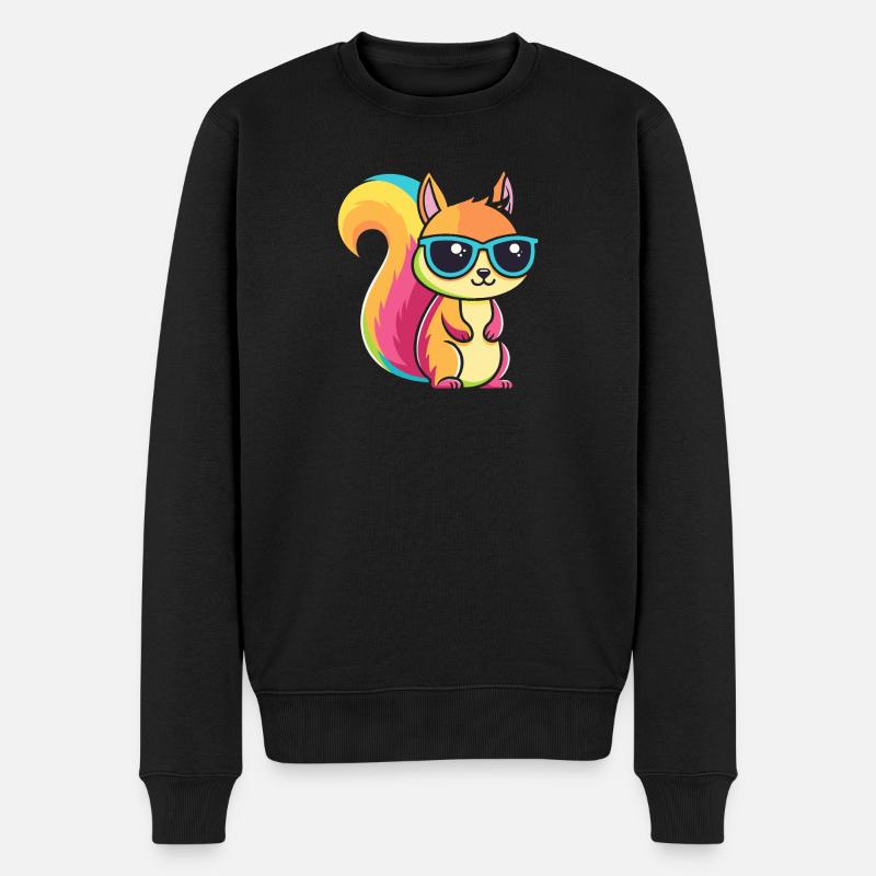 Écureuil Arc en Ciel à Lunettes - Pull Premium bio Homme - noir