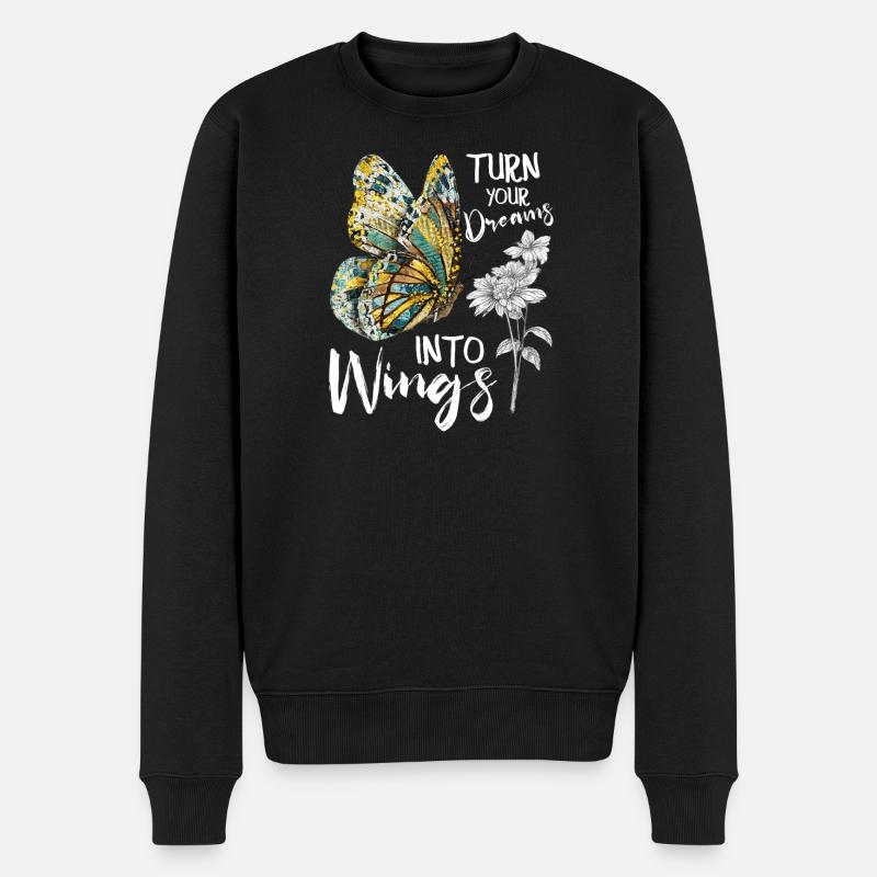 Jardin inspirant des papillons monarques - Pull Premium bio Homme - noir