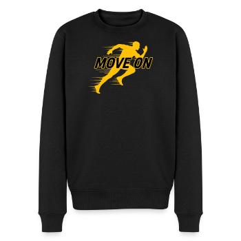 Move On Motivations Laufshirt Runner Silhouette - Männer Premium Bio Pullover - Schwarz - Vorne - Nico (187cm)