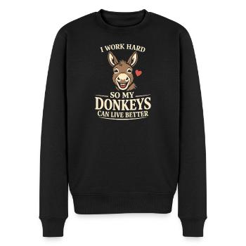 Amant des ânes Âne Animal drôle d’âne - Pull Premium bio Homme - noir - Devant - Nico (187cm)