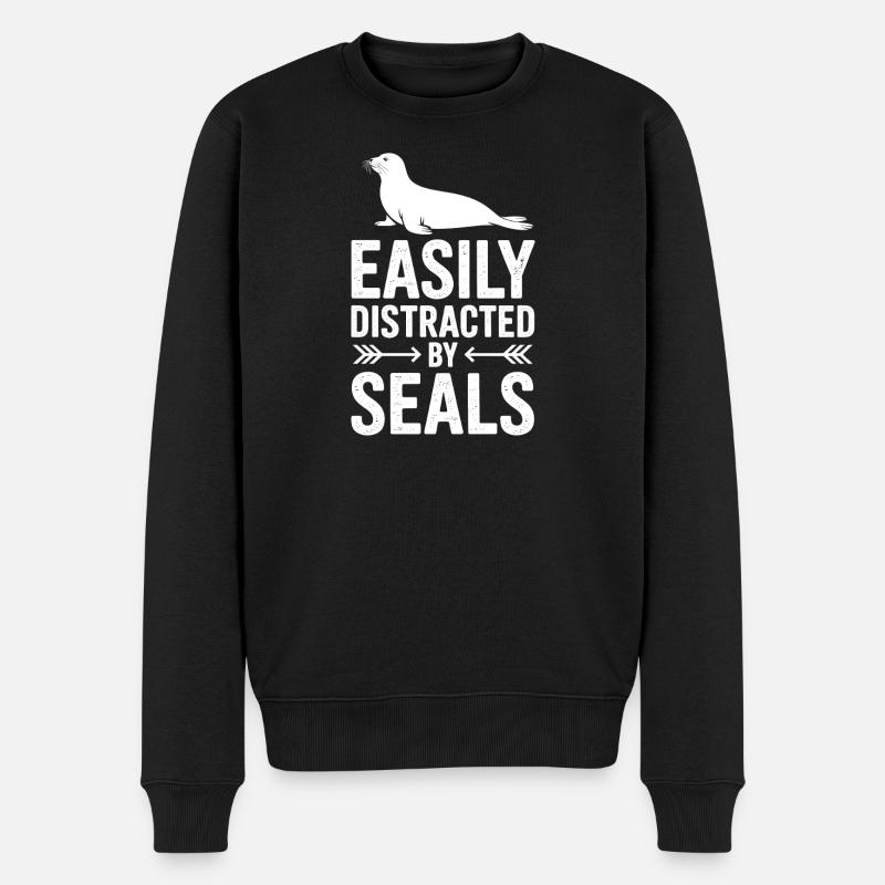 Robben Sprüche Robben Lustiges Robben Geschenk - Männer Premium Bio Pullover - Schwarz