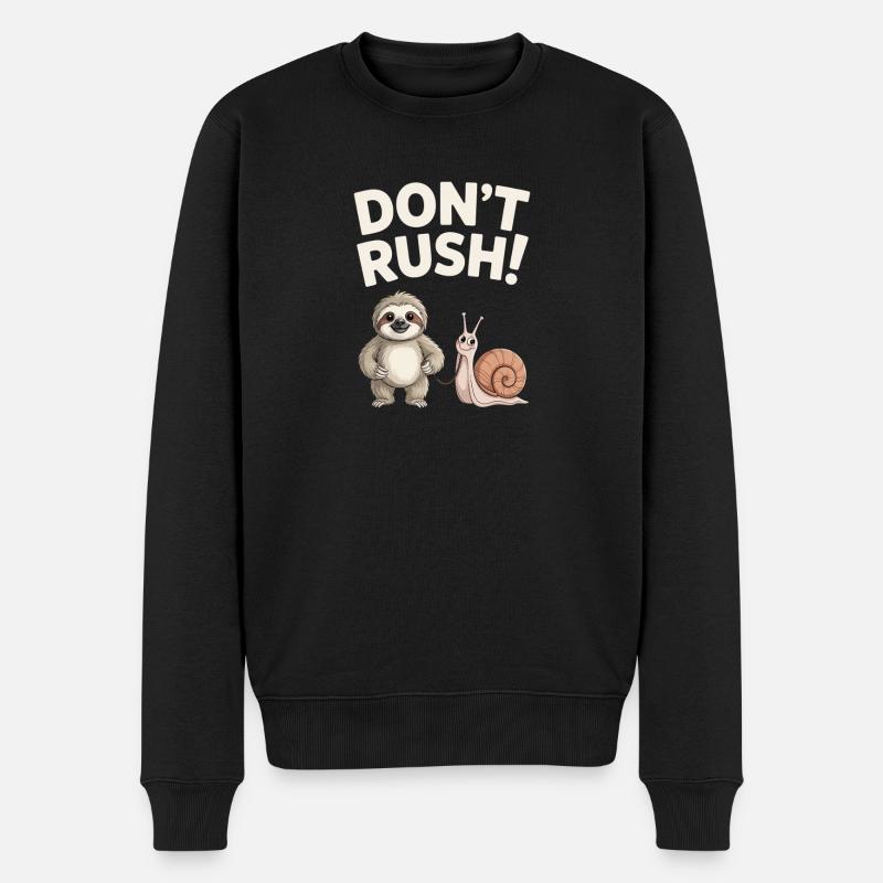 Sloth and Snail Don't rush - Men's Premium Organic Jumper - black