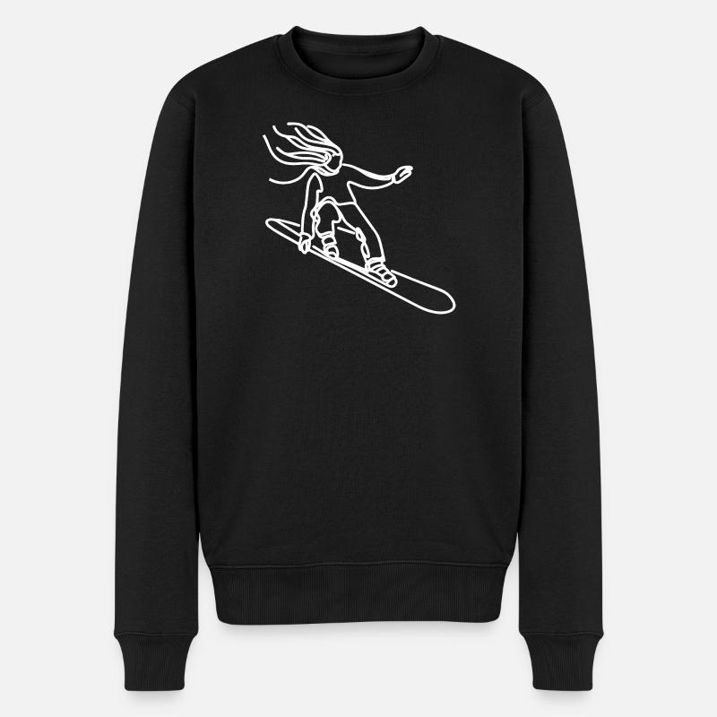 Snowboarder Mädchen - Männer Premium Bio Pullover - Schwarz