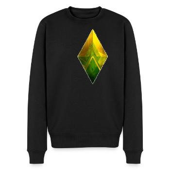Losange faucheté géométrique jaune-vert - Pull Premium bio Homme - noir - Devant - Nico (187cm)