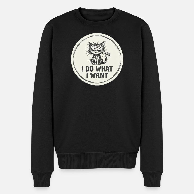 Ich mache, was ich will Katze - Männer Premium Bio Pullover - Schwarz